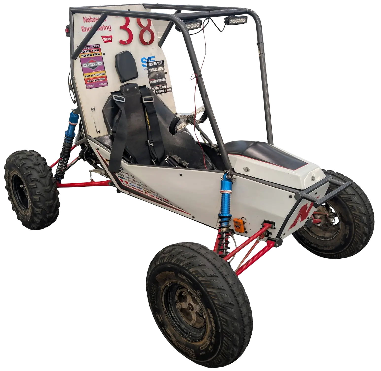 Baja car with subsystem labels
